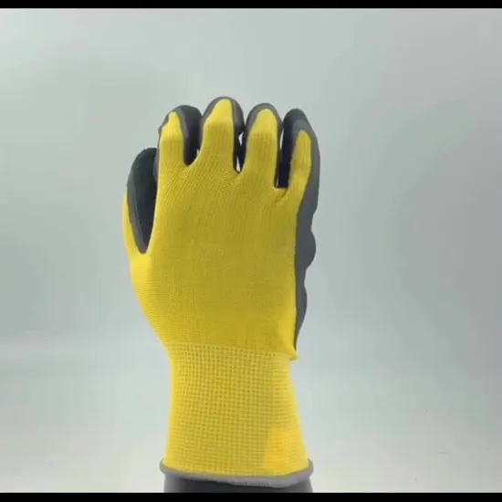 Nmsafety Green Polyester Foam Latex Coated Safety Glove